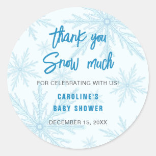 Sticker Rond Merci Beaucoup Flocons de Neige Garçon Baby Shower