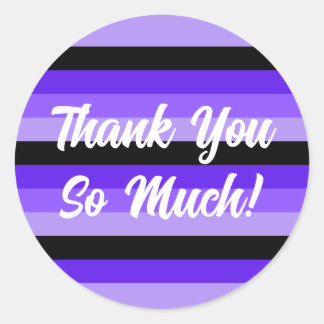 Sticker Rond Merci beaucoup ! Rayures violettes et noires