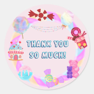 Sticker Rond Merci beaucoup thème bonbon sucré