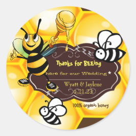 Sticker Rond Merci Beeing ici pour notre Mariage Personnaliser