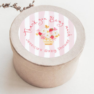 Sticker Rond Merci Berry Baby shower Whimsical