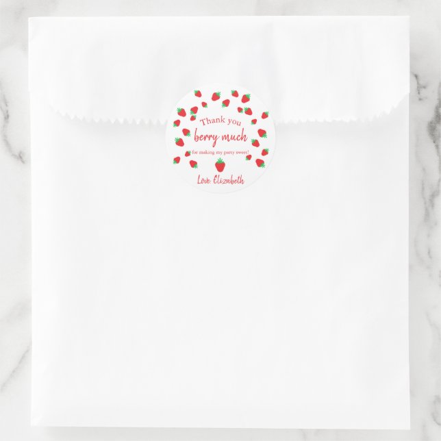 Sticker Rond Merci Berry Beaucoup de Merci d'anniversaire (Sac)