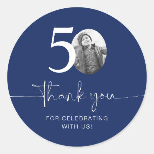 Sticker Rond Merci bleu 50e anniversaire