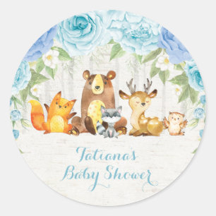 Sticker Rond Merci bleu poussiéreux d'animaux de bébé de ré