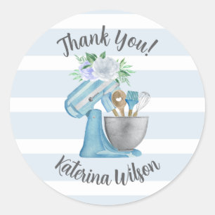Sticker Rond Merci Blue Flower Mixer Petite Boulangerie
