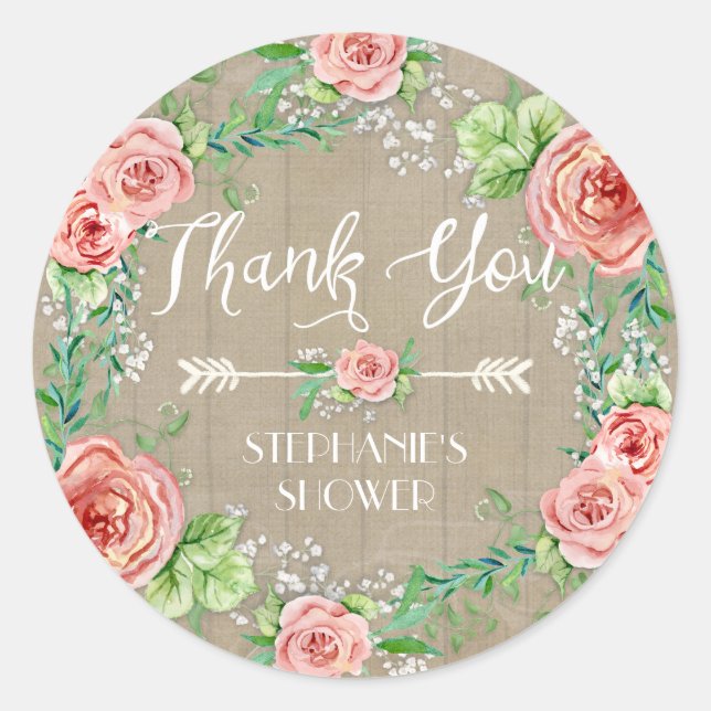 Sticker Rond Merci BOHO Bohème Floral Babys Respire Russe (Devant)