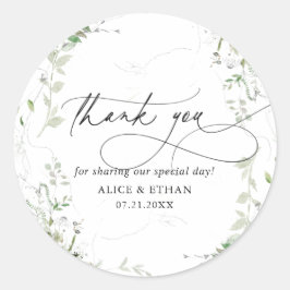 Sticker Rond Merci Boho Mariage de verdure