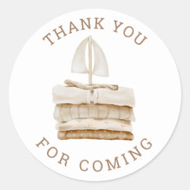 Sticker Rond Merci Boho Sailboat | Baby shower ou anniversaire