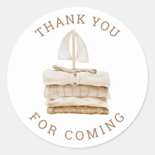 Sticker Rond Merci Boho Sailboat   Baby shower ou anniversaire
