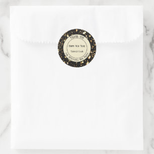 Sticker Rond Merci, Bonne année, Sac 1,5 po en faveur, Envy