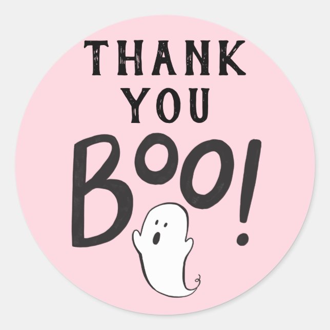 Sticker Rond Merci Boo Baby shower Favoriser (Devant)