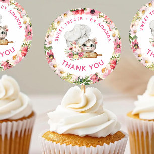 Sticker Rond Merci Boulangerie Chat Chef