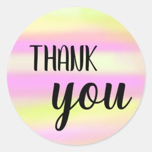 Sticker Rond Merci Bouncy Brush Letting Aquarelle Laver