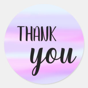 Sticker Rond Merci Bouncy Brush Letting Aquarelle Laver