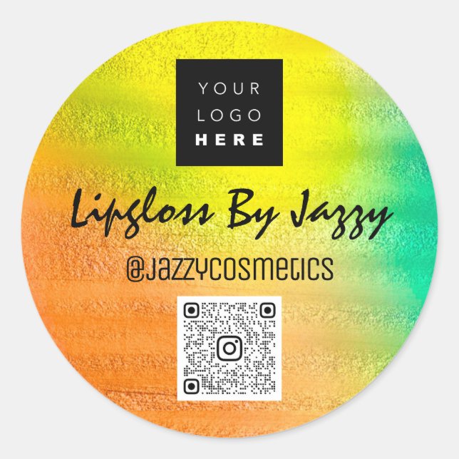 Sticker Rond Merci Business Beauté Lemon Code QR Logo (Devant)