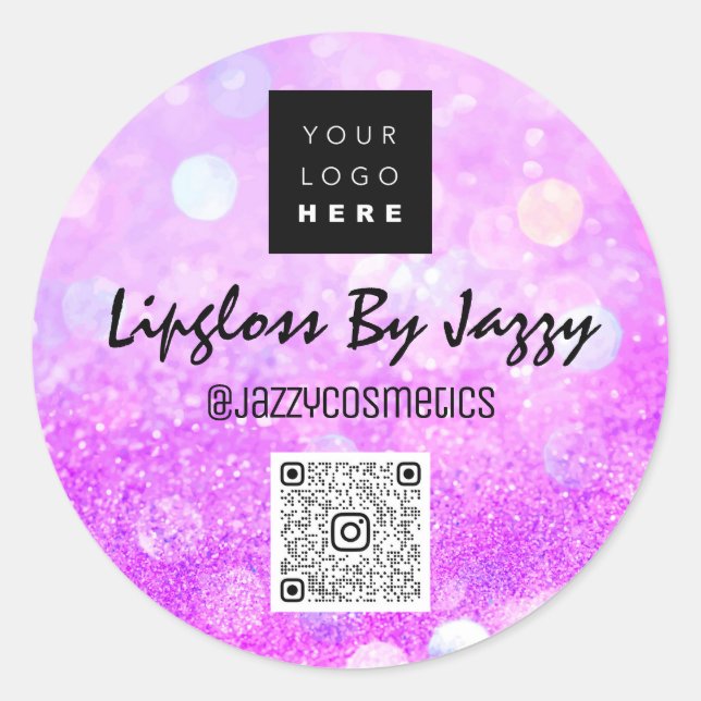 Sticker Rond Merci Business Beauty Pink QR Code Logo (Devant)