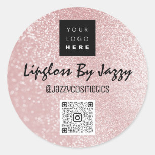 Sticker Rond Merci Business Packaging Rose Parties scintillant