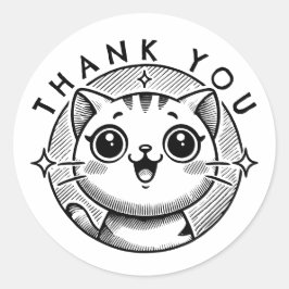 Sticker Rond Merci Cat