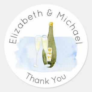 Sticker Rond Merci Champagne illustré Favor Packaging