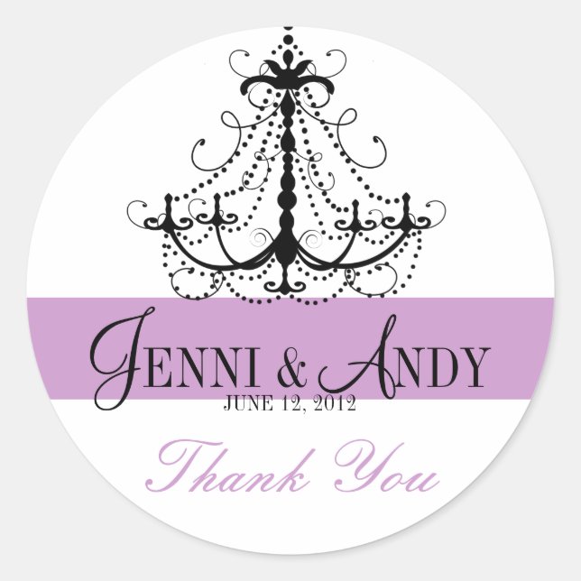 Sticker Rond Merci Chandelier Noms Mariage Faveur Sickers (Devant)