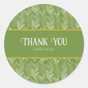 Sticker Rond Merci Chevron Motif Forest Green Personnaliser