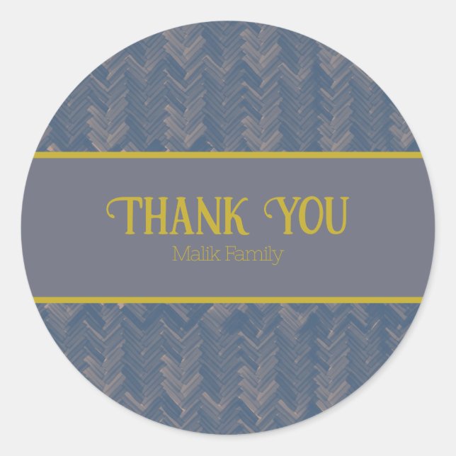 Sticker Rond Merci Chevron Motif Retro Blue Personnaliser (Devant)