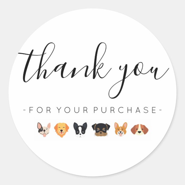 Sticker Rond Merci chien pour votre achat (Devant)
