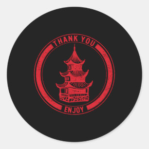 Sticker Rond Merci Chinois Pour La Nourriture Chinoise Ch