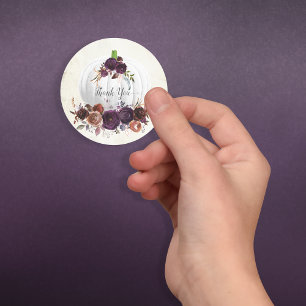 Sticker Rond Merci Citrouille blanc d'automne