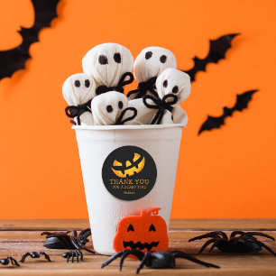 Sticker Rond Merci Citrouille effrayant