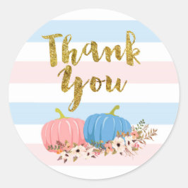 Sticker Rond Merci Citrouille floral