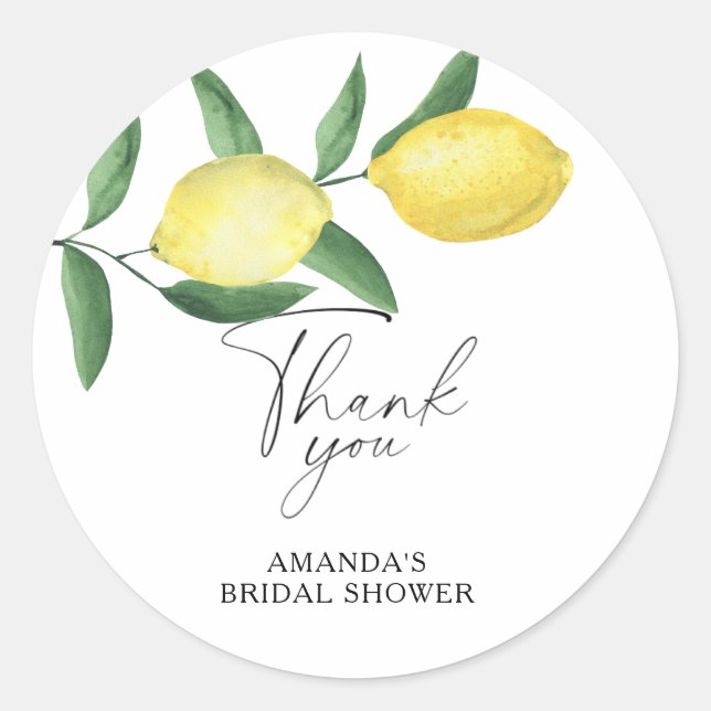 Sticker Rond Merci - Citrus Lemon - Douche nuptiale (Devant)