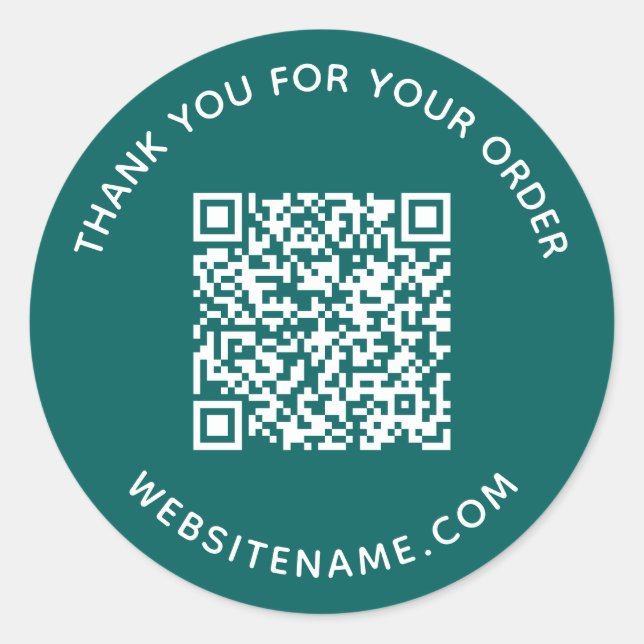 Sticker Rond Merci client du code QR d'entreprise Turquoise (Devant)