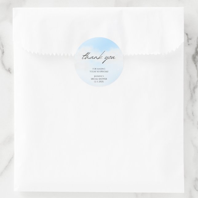 Sticker Rond Merci Cloud 9 Pastel Dégradé Baby Shower Fille (Sac)
