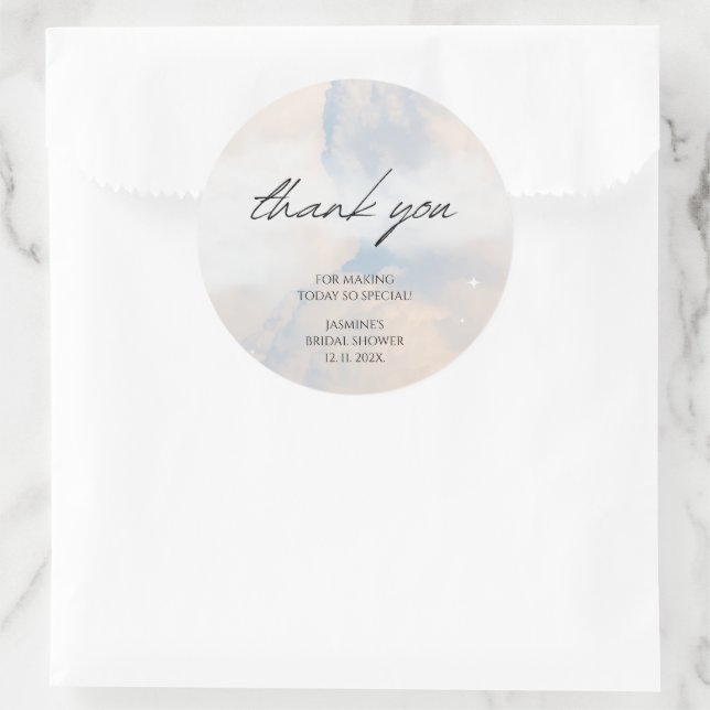 Sticker Rond Merci Cloud 9 Pastel Gradient Bridal Shower (Sac)