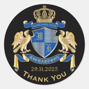 Sticker Rond Merci Coat of Arms Blue Gold Eagle Emblem