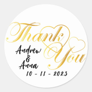 Sticker Rond merci coeur or