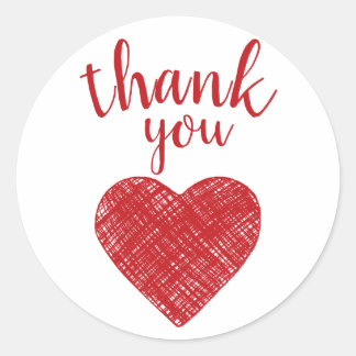 Sticker Rond Merci coeur rouge Love dit