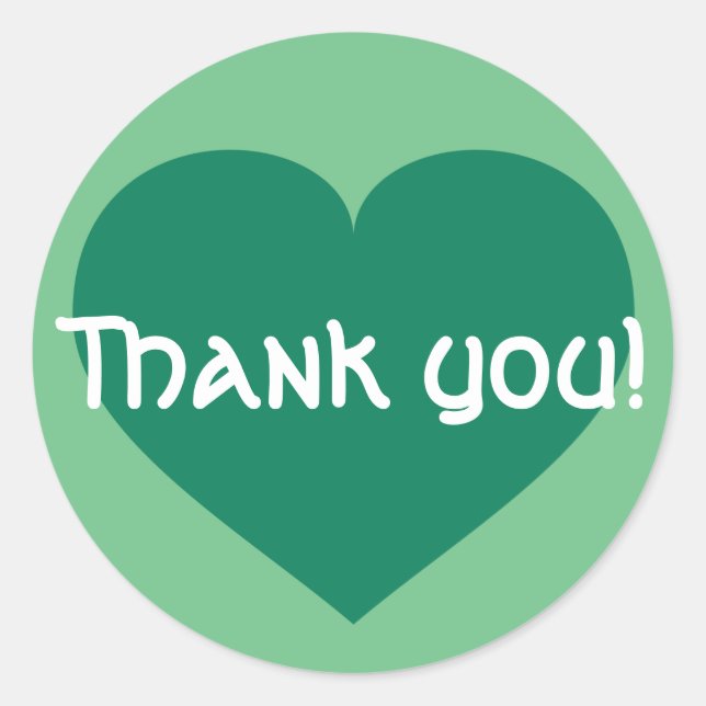 Sticker Rond Merci - coeur vert kelly (Devant)