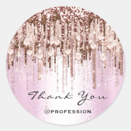 Sticker Rond Merci Coiffeur maquillage Rose Diamond rose