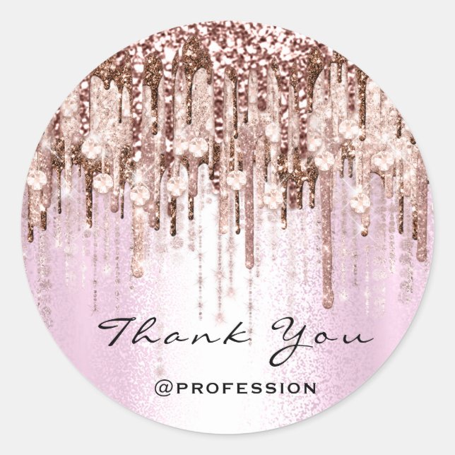 Sticker Rond Merci Coiffeur maquillage Rose Diamond rose (Devant)