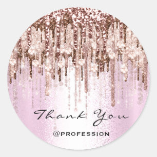 Sticker Rond Merci Coiffeur maquillage Rose Diamond rose