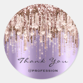 Sticker Rond Merci Coiffeur maquillage Rose Diamond violet
