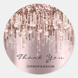 Sticker Rond Merci Coiffeur Rose de maquillage Diamond
