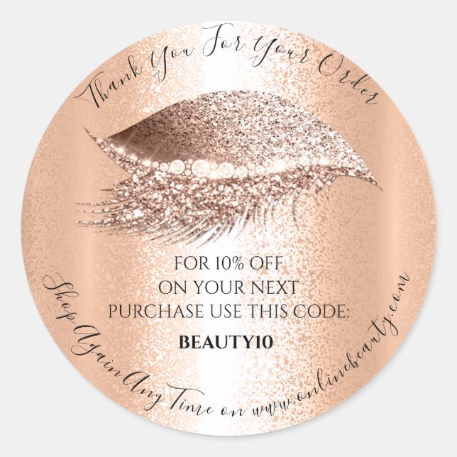 Sticker Rond Merci Commande Logo Remise Diamond Lash Maquillage (Devant)