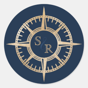 Sticker Rond Merci Compass mariage Destination Passport