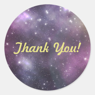 Sticker Rond Merci Cool coloré Nebula et étoiles dans l'espace