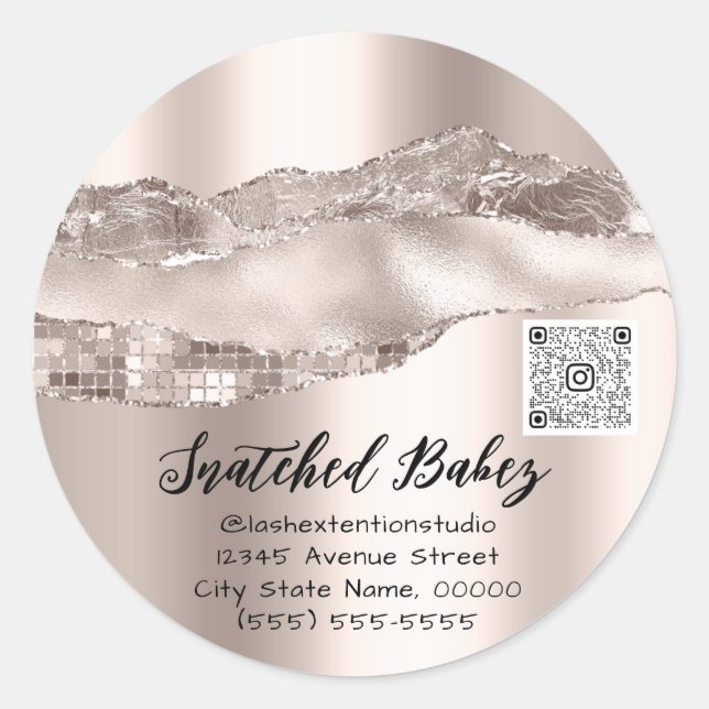 Sticker Rond Merci Cosmétique Logo QR Code Rose (Devant)