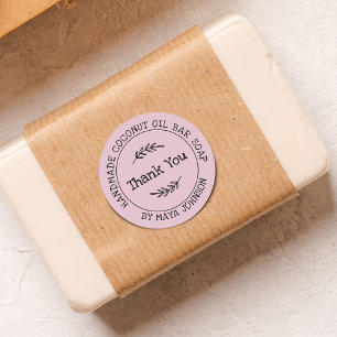 Sticker Rond Merci Country Dusty Pink fait main