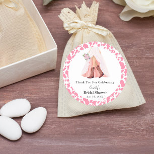 Sticker Rond Merci Cowboy Bottes et robe Mariage spectacle de n